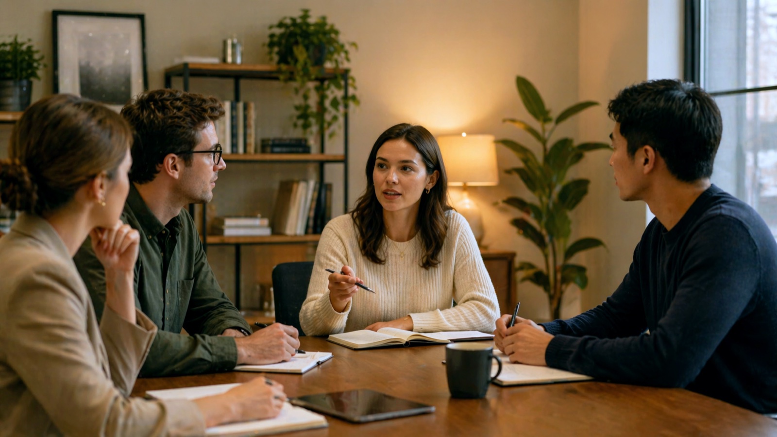 Sales professionals meeting with a client in a business setting