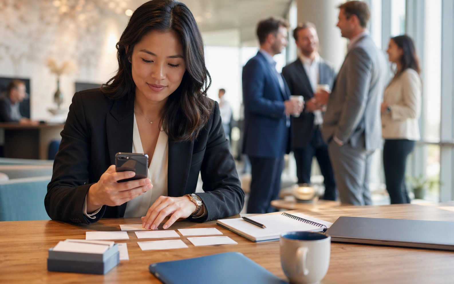 Professional organizing follow-up materials and contacts after an event